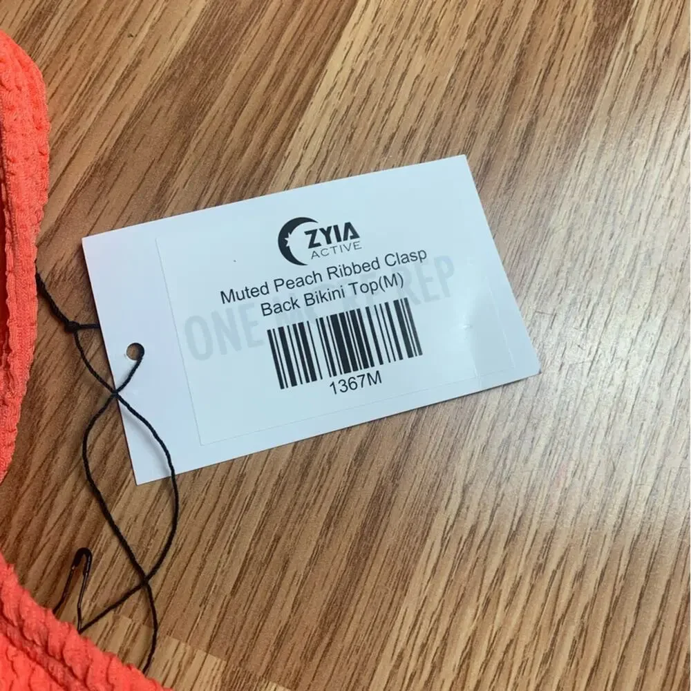 ZYIA size medium new muted peach ribbed Bikini Set orange two piece vaca travel